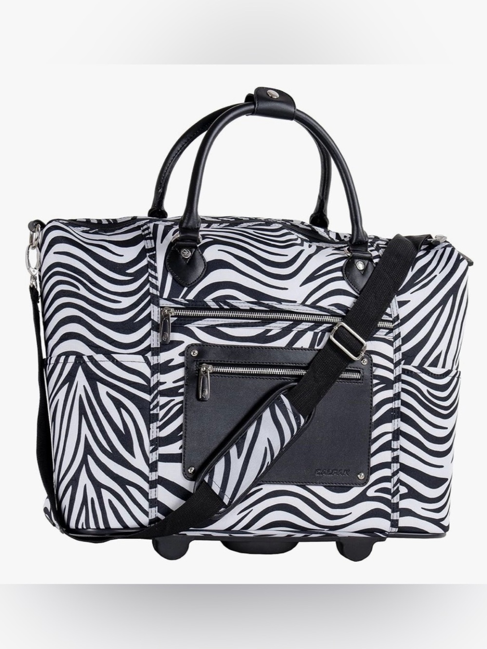 Zebra Print Rolling Weekender  Trim CALPAK  21-inch Laptop Tote Bag